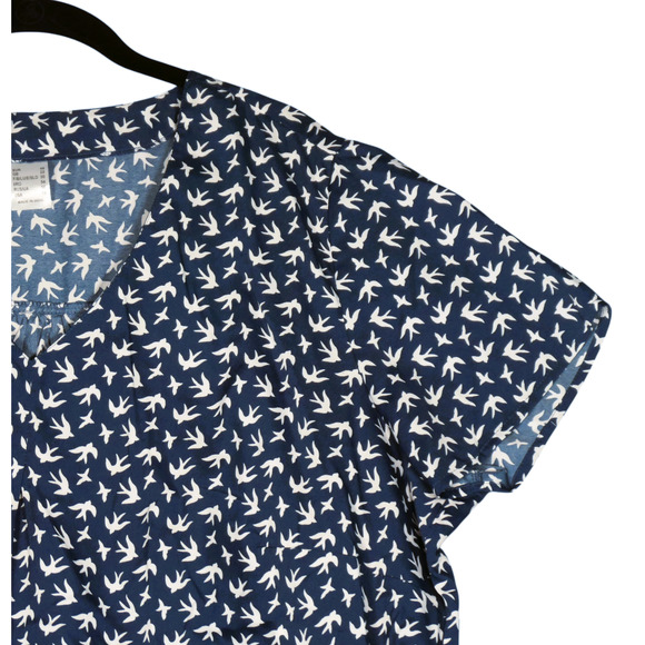 Gorgeous Birds Blouse Womens Size 16 Blue Oversized Lightweight Animals Boho - Picture 3 of 9